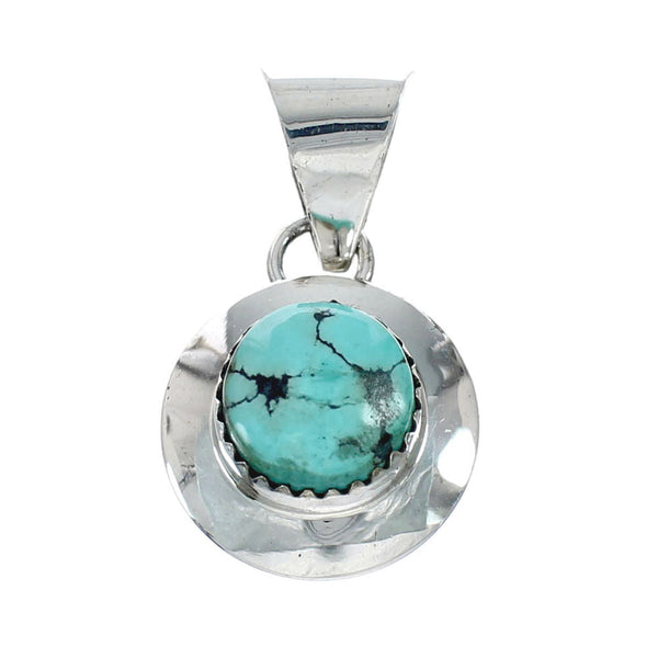 Native American Turquoise Sterling Silver Navajo Pendant NX11544